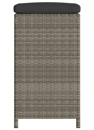 Tuinbarkrukken met kussens 2 st poly rattan grijs