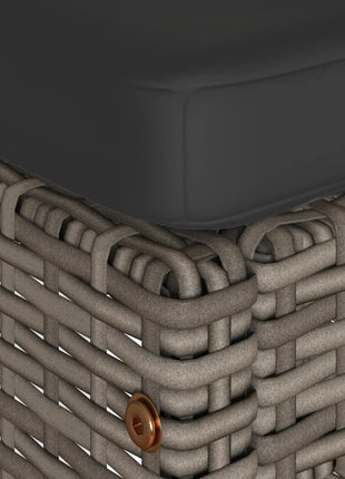 Tuinbarkrukken met kussens 2 st poly rattan grijs