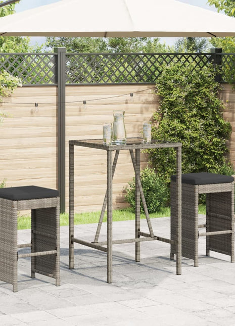 Tuinbarkrukken met kussens 2 st poly rattan grijs