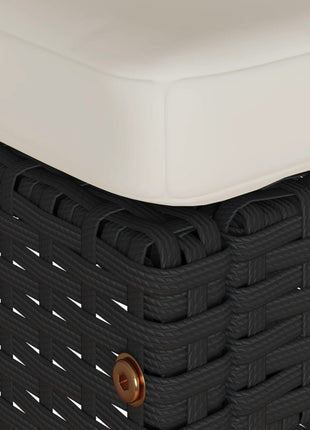 Tuinbarkrukken met kussens 4 st poly rattan zwart