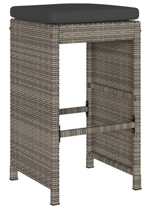 Tuinbarkrukken met kussens 4 st poly rattan grijs