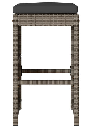 Tuinbarkrukken met kussens 4 st poly rattan grijs