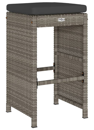 Tuinbarkrukken met kussens 4 st poly rattan grijs