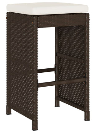 Tuinbarkrukken 6 st met kussens poly rattan bruin