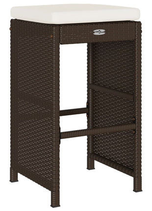 Tuinbarkrukken 6 st met kussens poly rattan bruin