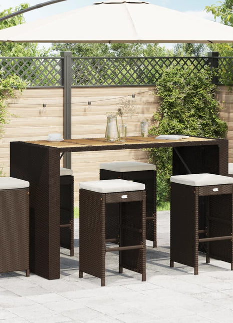 Tuinbarkrukken 6 st met kussens poly rattan bruin