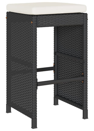 Tuinbarkrukken met kussens 6 st poly rattan zwart