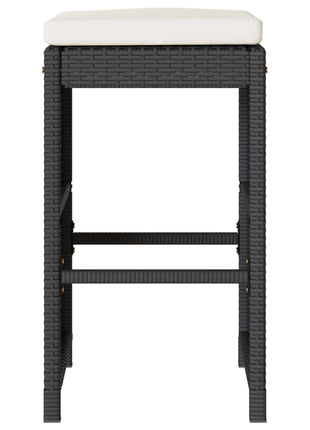 Tuinbarkrukken met kussens 6 st poly rattan zwart