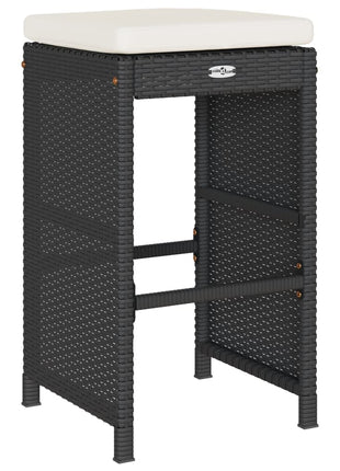 Tuinbarkrukken met kussens 6 st poly rattan zwart