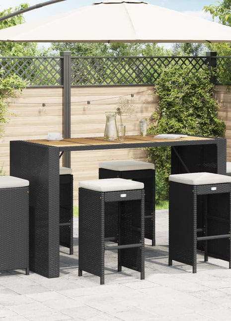 Tuinbarkrukken met kussens 6 st poly rattan zwart