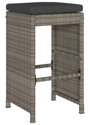 Tuinbarkrukken met kussens 6 st poly rattan grijs