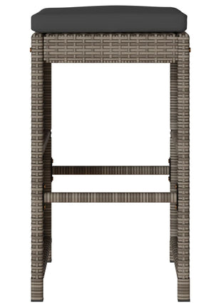 Tuinbarkrukken met kussens 6 st poly rattan grijs