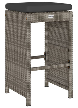 Tuinbarkrukken met kussens 6 st poly rattan grijs