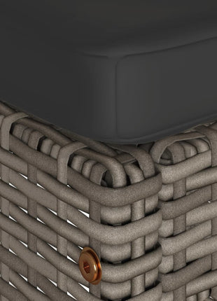 Tuinbarkrukken met kussens 6 st poly rattan grijs