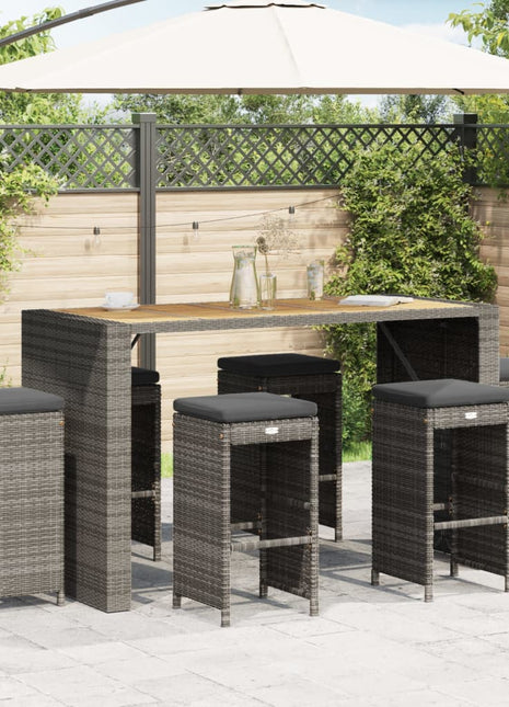 Tuinbarkrukken met kussens 6 st poly rattan grijs