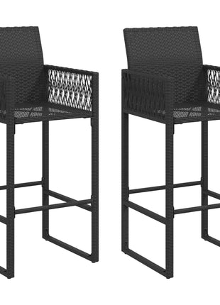 Tuinbarkrukken 2 st poly rattan zwart
