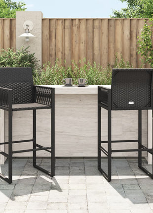 Tuinbarkrukken 2 st poly rattan zwart