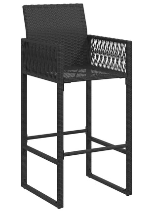 Tuinbarkrukken 2 st poly rattan zwart