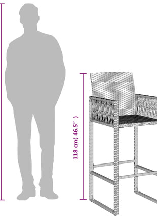 Tuinbarkrukken 2 st poly rattan zwart