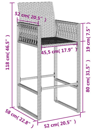 Tuinbarkrukken 2 st poly rattan zwart