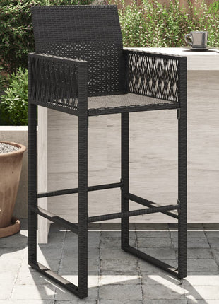 Tuinbarkrukken 2 st poly rattan zwart