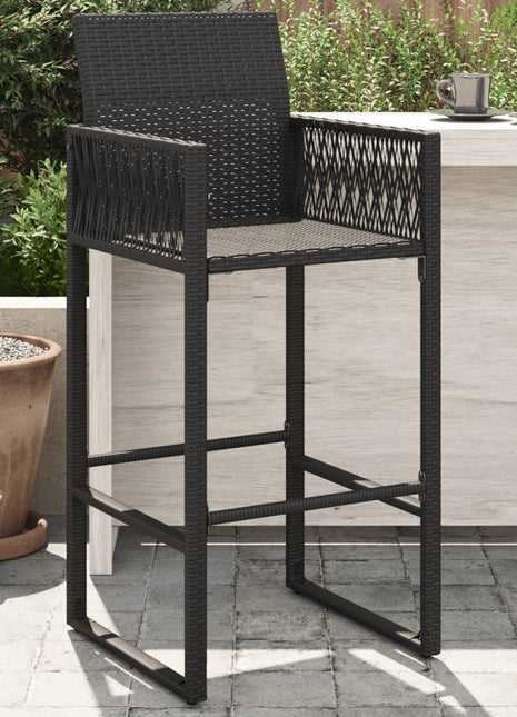 Tuinbarkrukken 2 st poly rattan zwart
