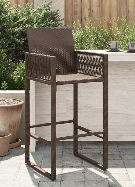 Tuinbarkrukken 2 st poly rattan bruin