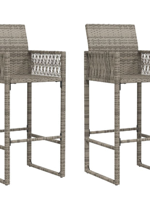 Tuinbarkrukken 2 st poly rattan grijs