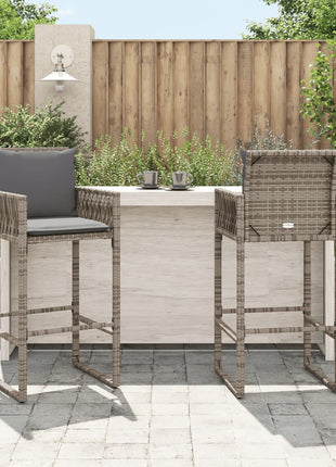 Tuinbarkrukken 2 st poly rattan grijs