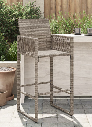 Tuinbarkrukken 2 st poly rattan grijs
