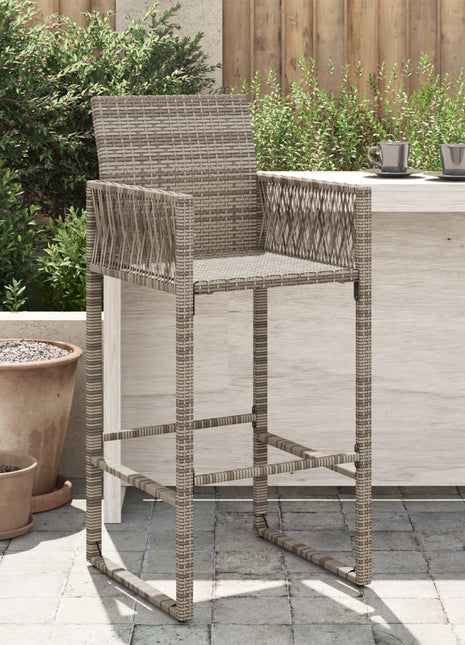 Tuinbarkrukken 2 st poly rattan grijs