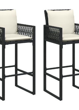 Tuinbarkrukken met kussens 2 st poly rattan zwart