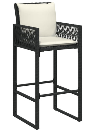Tuinbarkrukken met kussens 2 st poly rattan zwart