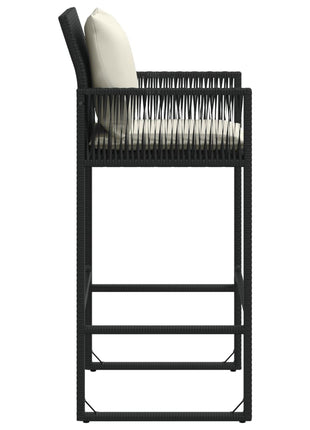 Tuinbarkrukken met kussens 2 st poly rattan zwart