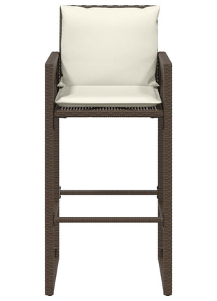 Tuinbarkrukken 2 st met kussens poly rattan bruin