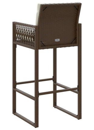 Tuinbarkrukken 2 st met kussens poly rattan bruin