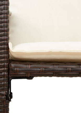 Tuinbarkrukken 2 st met kussens poly rattan bruin