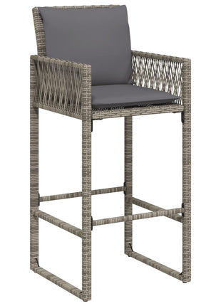 Tuinbarkrukken met kussens 2 st poly rattan grijs