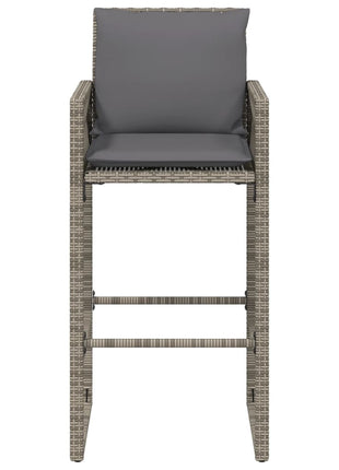 Tuinbarkrukken met kussens 2 st poly rattan grijs