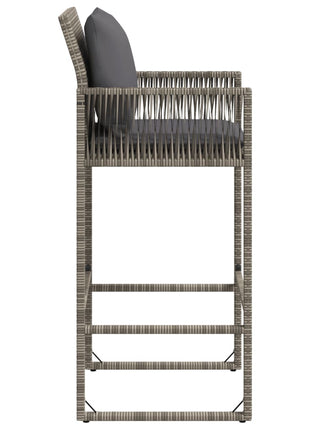 Tuinbarkrukken met kussens 2 st poly rattan grijs