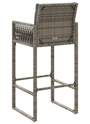 Tuinbarkrukken met kussens 2 st poly rattan grijs