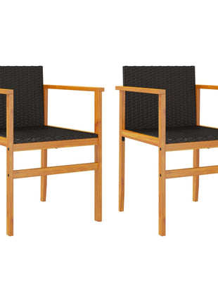 Tuinstoelen 2 st poly rattan en massief hout zwart