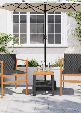 Tuinstoelen 2 st poly rattan en massief hout zwart