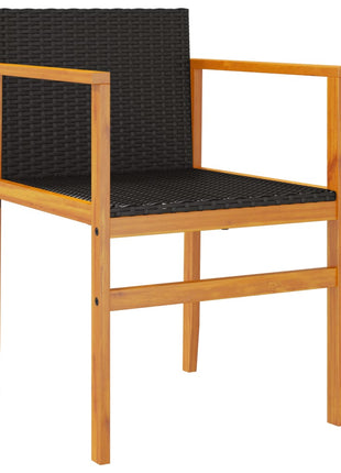 Tuinstoelen 2 st poly rattan en massief hout zwart