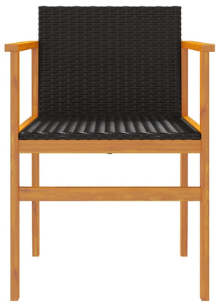 Tuinstoelen 2 st poly rattan en massief hout zwart