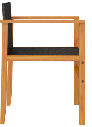 Tuinstoelen 2 st poly rattan en massief hout zwart