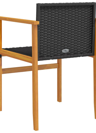 Tuinstoelen 2 st poly rattan en massief hout zwart