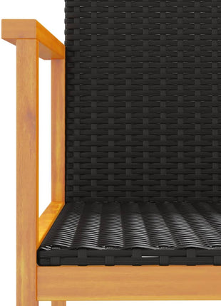 Tuinstoelen 2 st poly rattan en massief hout zwart