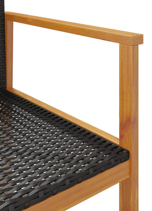 Tuinstoelen 2 st poly rattan en massief hout zwart