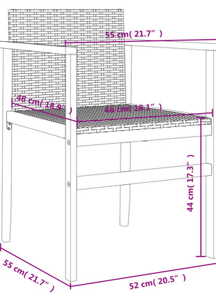 Tuinstoelen 2 st poly rattan en massief hout zwart